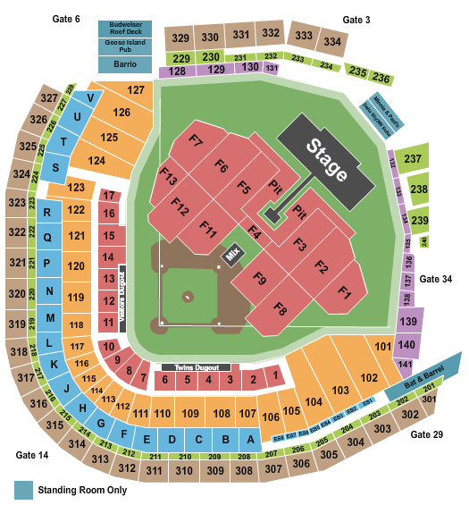 Target Field Green Day Seating Chart